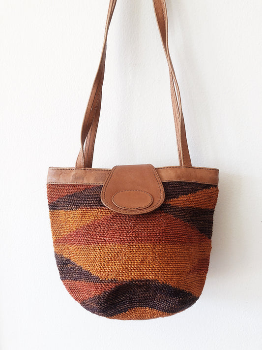 Vintage Straw and Leather Bag