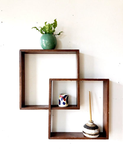 Petite Vintage Wood Cubby Shelf