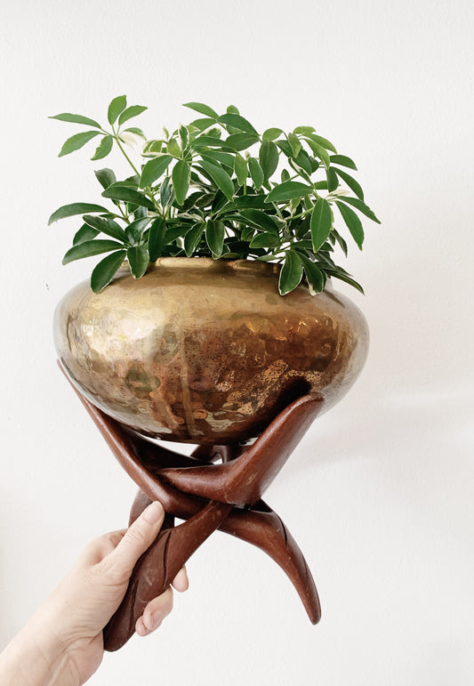 Vintage Interlocking Carved Wood Stand