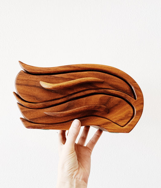 Mid Century Handmade Wood Jewelry Box
