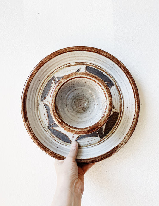 Vintage Ceramic Chip and Dip Dish