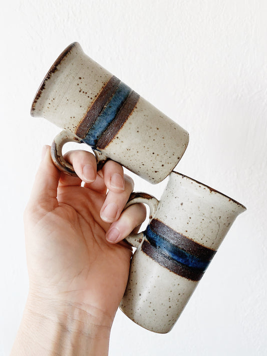 Vintage Japanese Stoneware Mug Pair