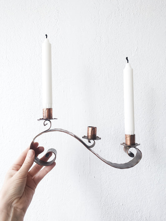 Vintage Gothic Copper Candelabra