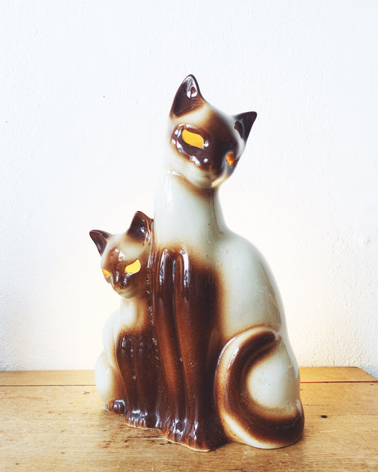 Mid Century Ceramic Siamese Cat Lamp