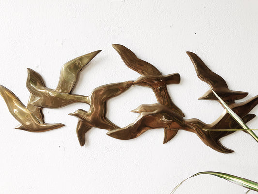 Vintage Brass Flock of Birds