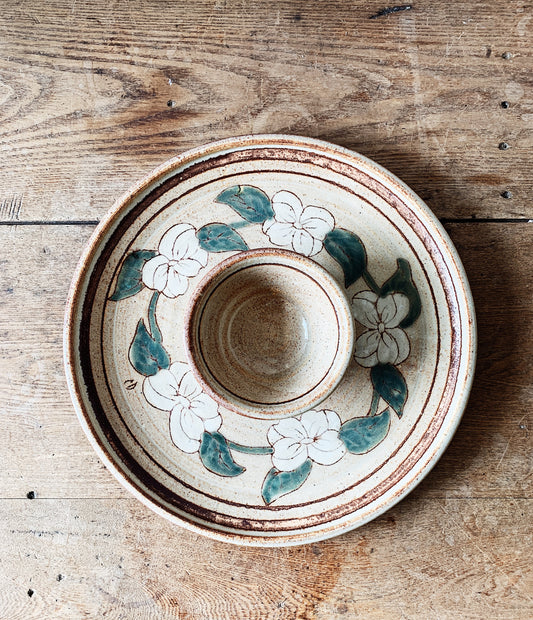 Vintage Ceramic Chip and Dip Dish