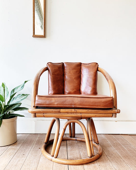 Vintage Bamboo and Vinyl Chair