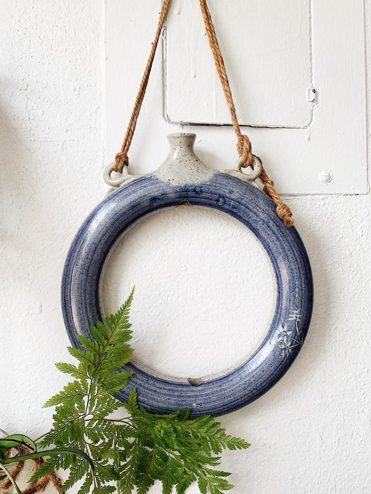 Handmade Circular Stoneware Hanging Vase