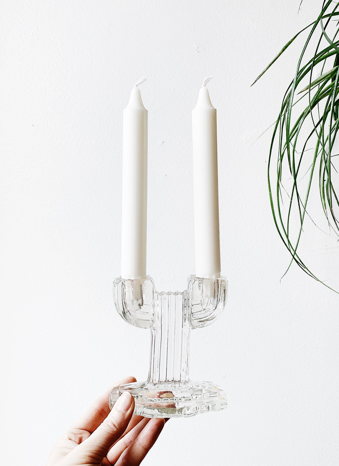 Vintage Cut Glass Cactus Candle Holder