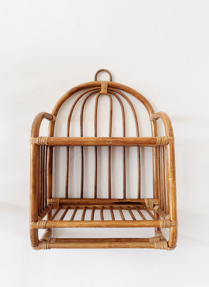 Vintage Rattan and Wicker Wall Shelf