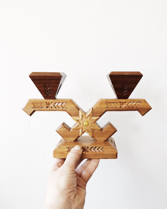 Vintage 1970s Folk Ceremonial Candelabra
