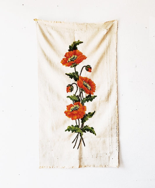 Vintage Embroidered Floral Textile