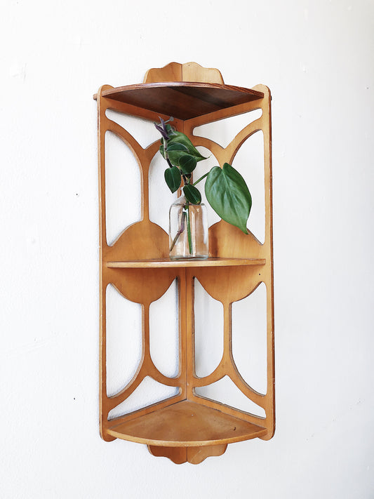 Vintage Wood Corner Shelf