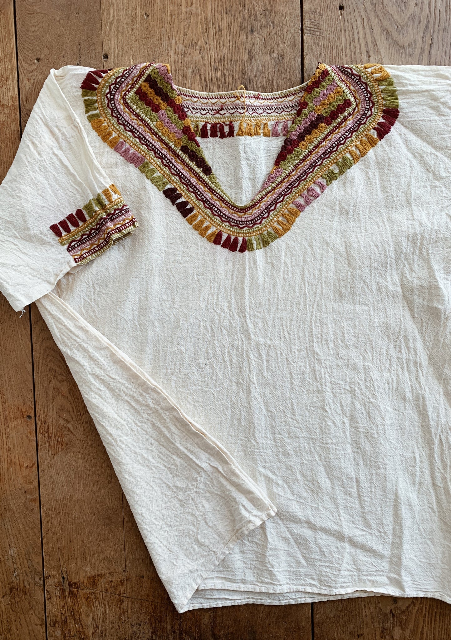 Vintage Embroidered Cotton Gauze Top