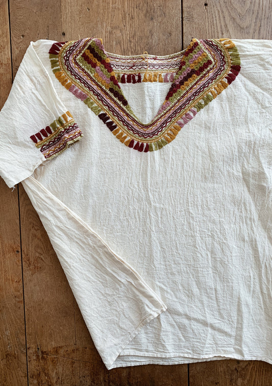 Vintage Embroidered Cotton Gauze Top
