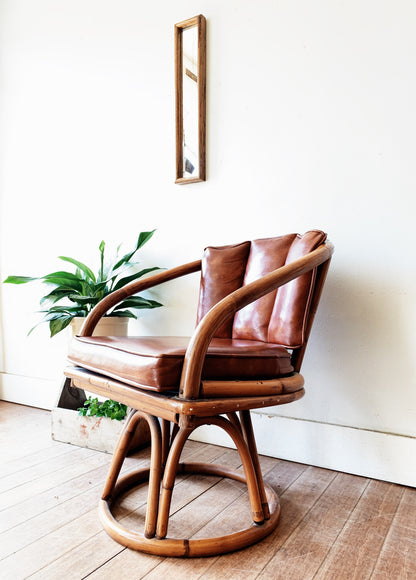 Vintage Bamboo and Vinyl Chair