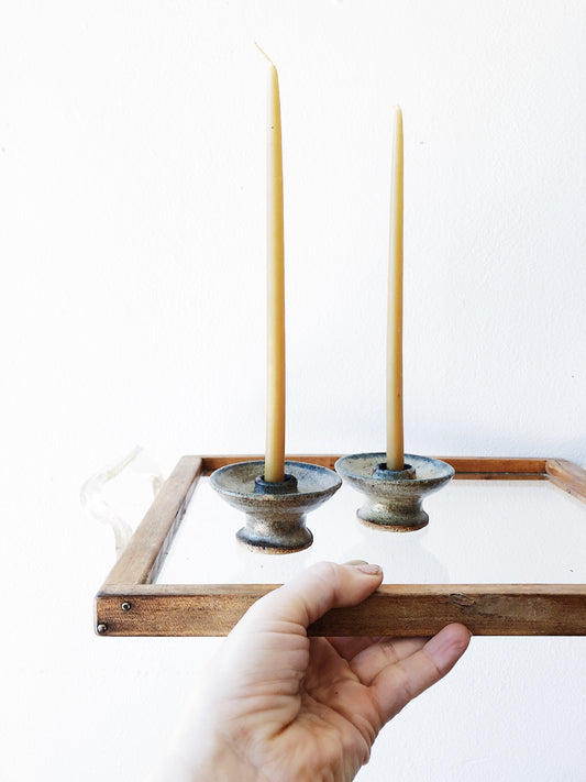 Vintage Handmade Ceramic Candle Holders Pair