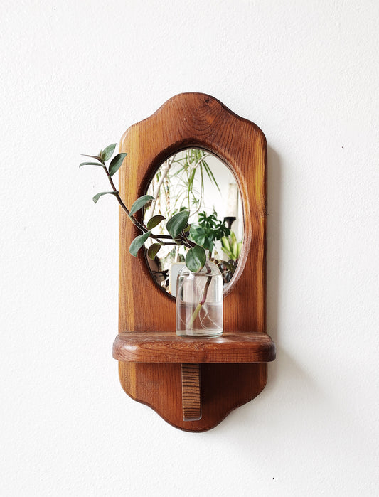 Vintage Wood Mirrored Shelf