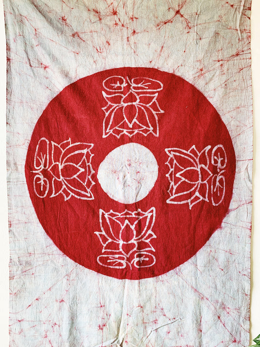 Batiked Lotus Cotton Textile / Altar Cloth