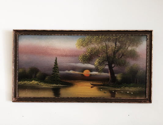 Vintage Sunset Oil Painting