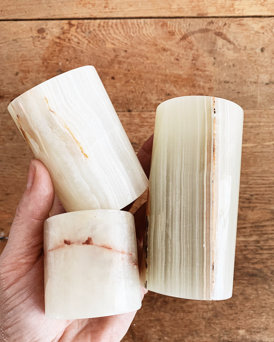 Trio of Marble Votive Holders