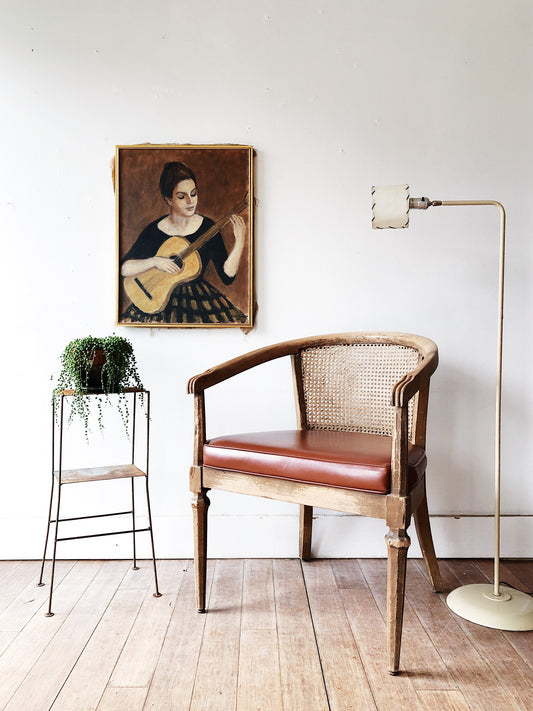 Vintage Cane Barrel Back Chair