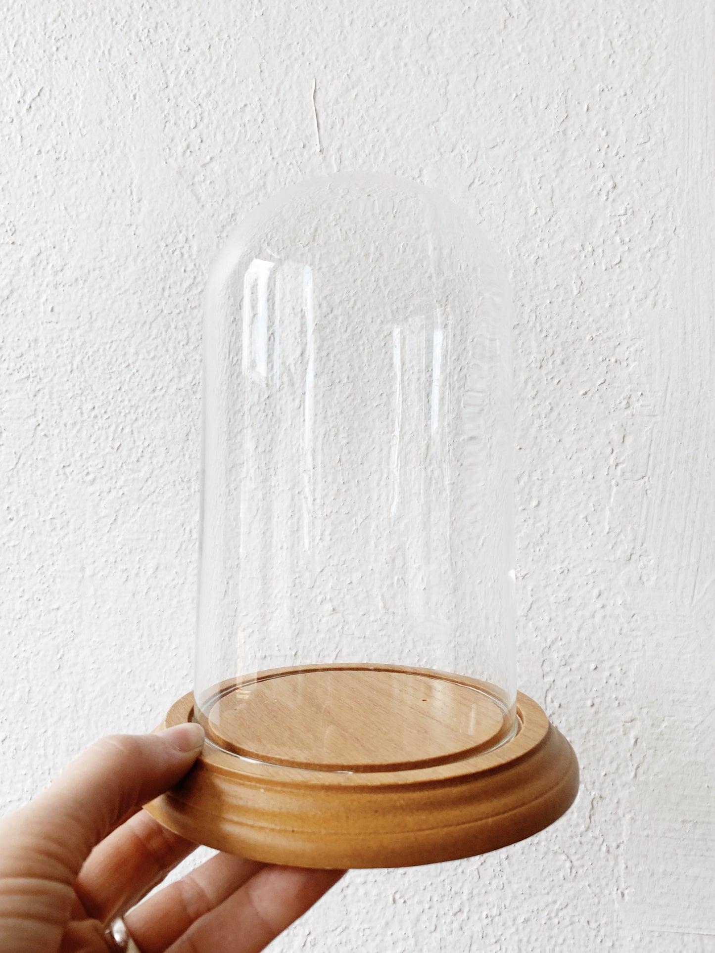 Vintage Glass Cloche with Wood Base