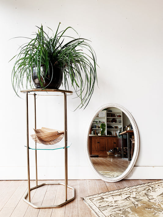 Vintage Metal Stand with Glass Shelving