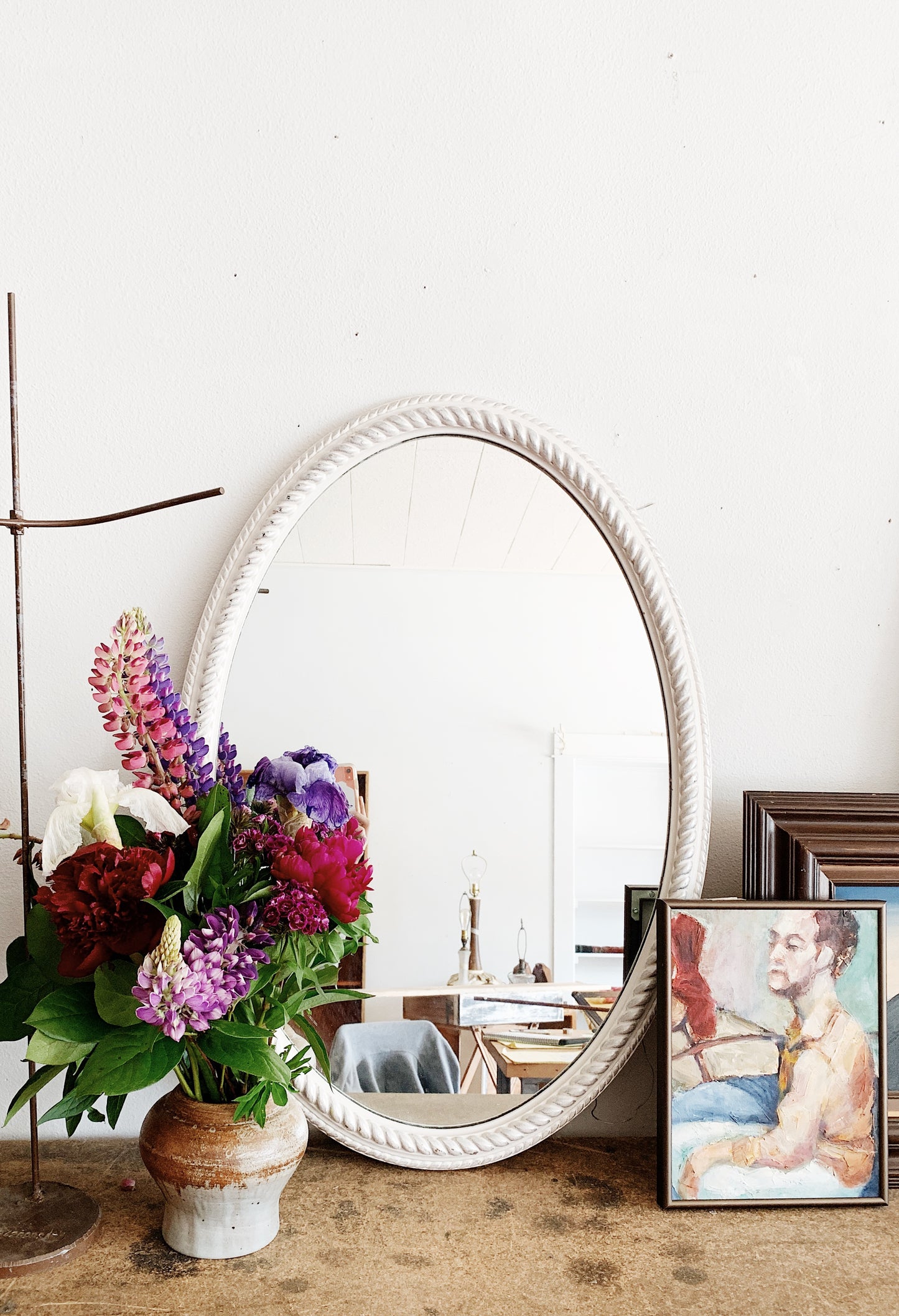 Large Vintage Oval Mirror