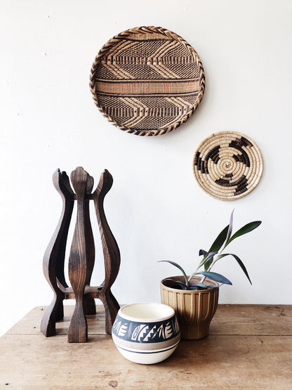 Pair Vintage Woven Wall Baskets